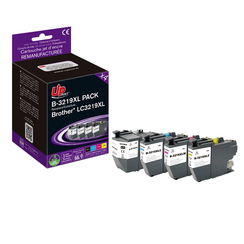 3584770904654-Cartouche remanufacturée Brother LC3219XL - pack de 4 - noir, cyan, magenta, jaune - Uprint--2