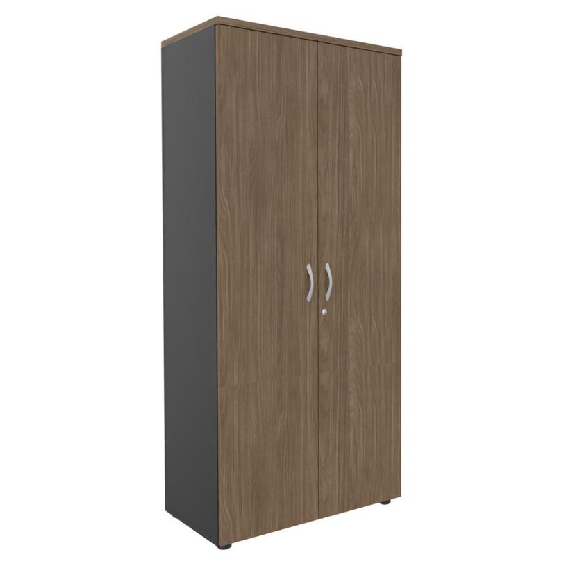 3253310333437-Armoire haute IDRA/DUAL - H180 x L80 x P47 - 2 portes - Corps anthacite - Portes et dessus imitation no--0