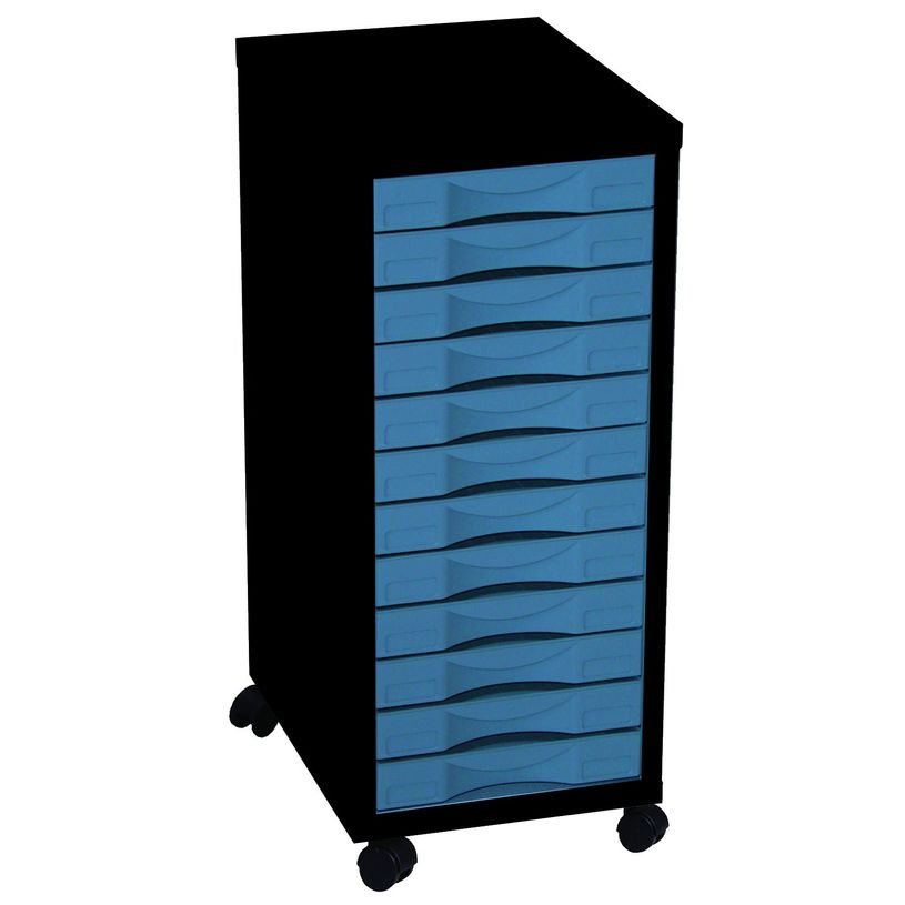 3219091959808-Module de bureau - 12 tiroirs - 71x30x39 - noir et bleu--0