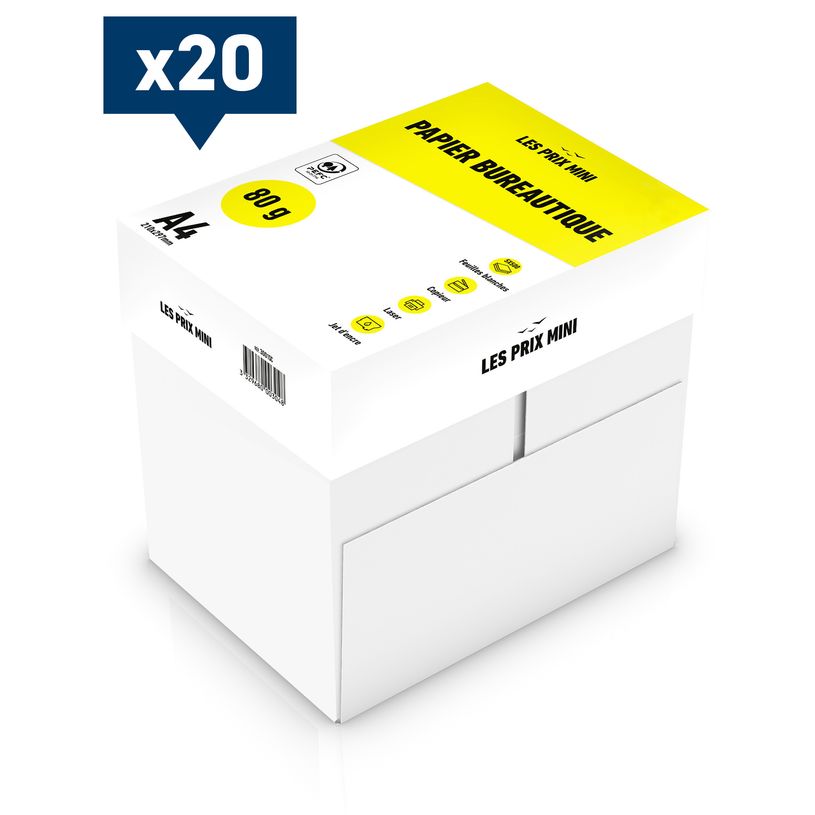 -Les Prix Mini - Papier blanc - A4 (210 x 297 mm) - 80 g/m² - 50 000 feuilles (20 cartons de 5 ramettes)--0