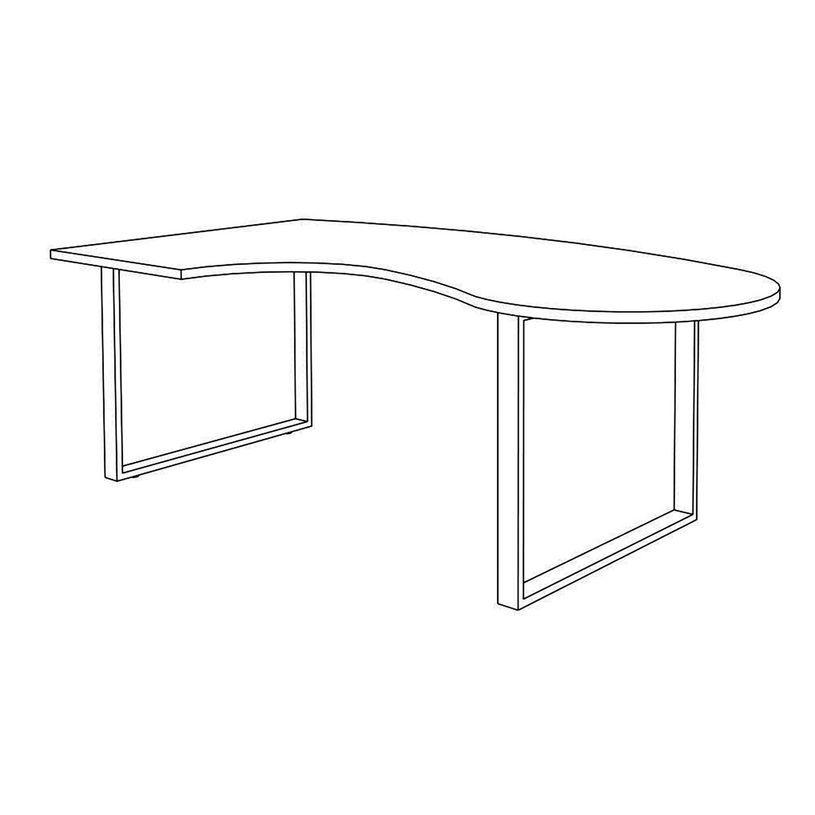 3253310418325-Bureau LOFTER Manager arrondi - retour à gauche - L200 cm - Plateau imitation noyer - Pied blanc (Pied de renfort obligat-P_405152106_5-4