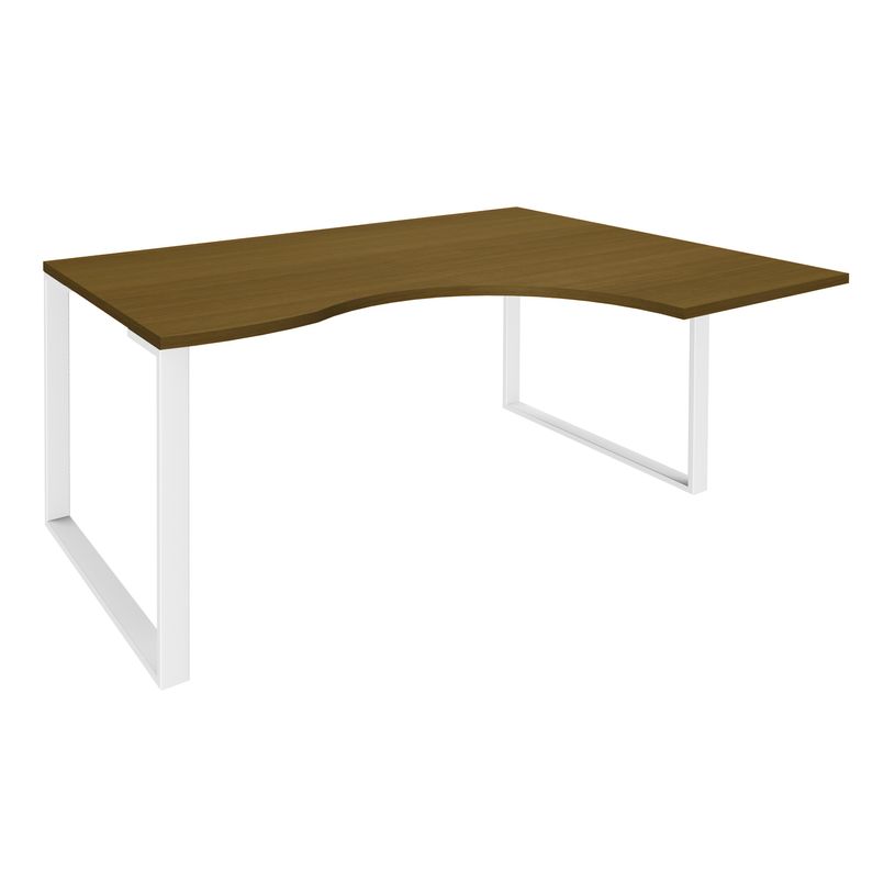 3253310200098-Bureau compact LOFTER - L160 cm - Retour à droite - Plateau imitation noyer - pied blanc - (pied de renfort obligat-P_405152108_1-0