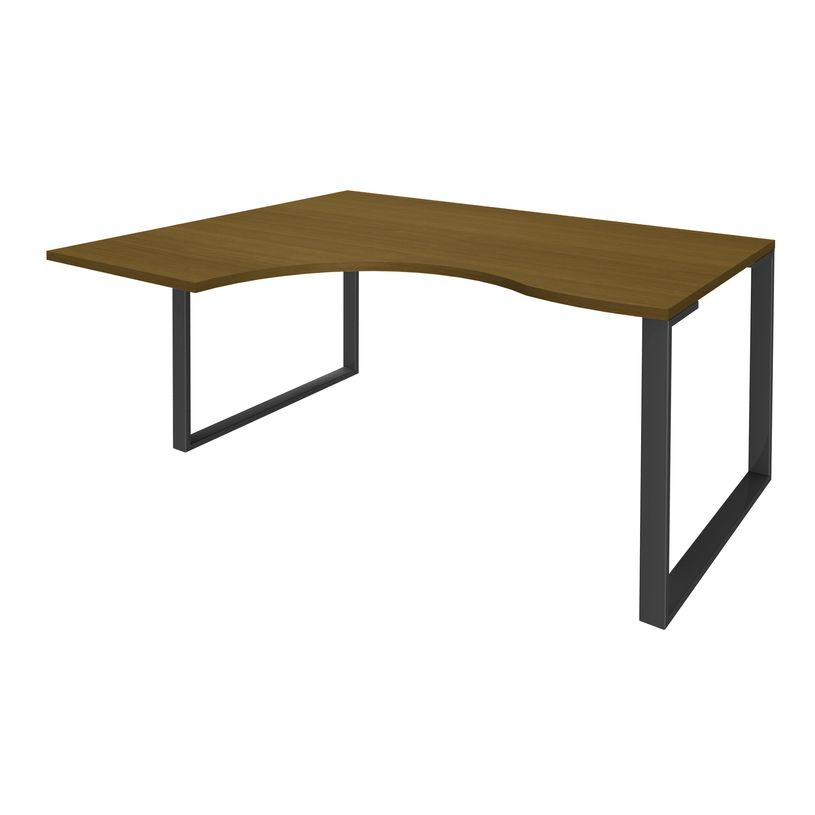 3253310421950-Bureau compact LOFTER - L180 cm - Retour à gauche - Plateau imitation noyer - pied carbone - (pied de renfort obligat-P_405152115_1-0