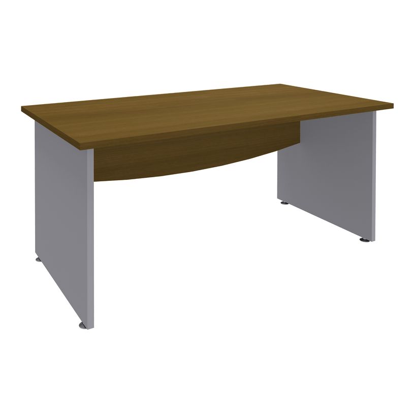 3253310230705-Bureau droit DUAL - L140 - Pieds alu - plateau imitation noyer-P_405152151_1-0