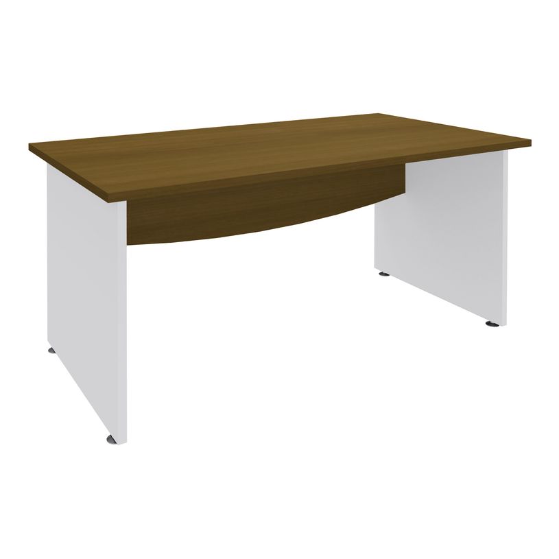 3253310230323-Bureau droit DUAL - L140 - Pieds blanc - plateau imitation noyer-P_405152153_1-0