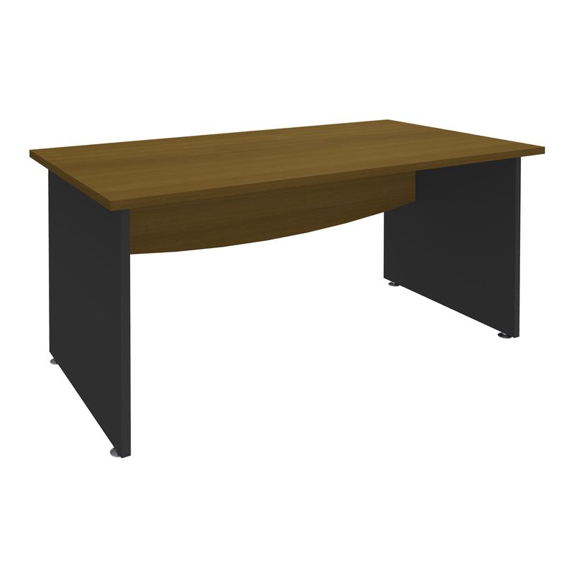 3253310425835-Bureau droit DUAL - L160 - Pieds anthracite - plateau imitation noyer-P_405152155_1-0