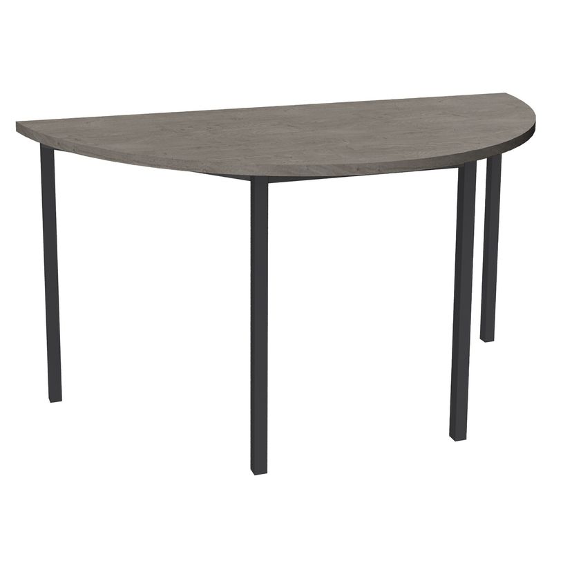 3253310203358-Table de réunion Demi-lune - 120 x 60 cm - Pieds carrés aluminium - imitation chêne gri-P_405152172_1-0