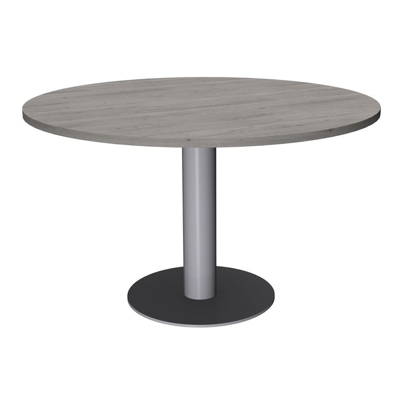 3253310171237-Table de réunion ronde - diam 100 cm - pieds tulipe alu - plateau imitation chêne gris-P_405152183_1-0
