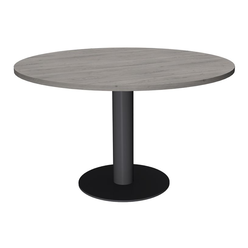 3253310171244-Table de réunion ronde - diam 100 cm - pieds tulipe anthracite - plateau imitation chêne-P_405152184_1-0