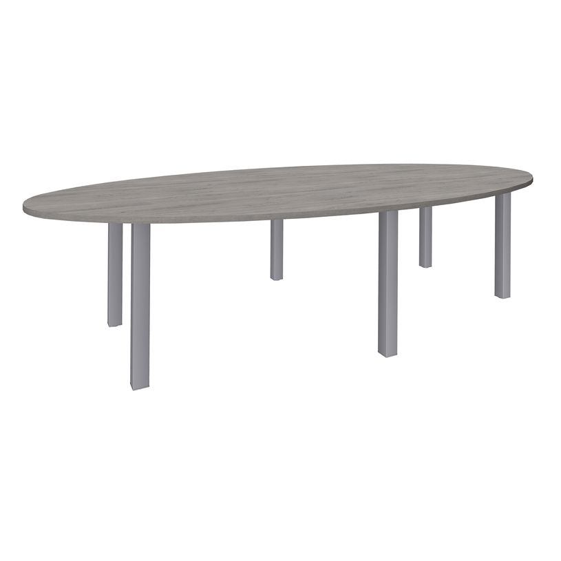 3253310170780-Table de réunion ovale - L280 cm - Pieds exprim alu - Plateau imitation noyer-P_405152185_1-0