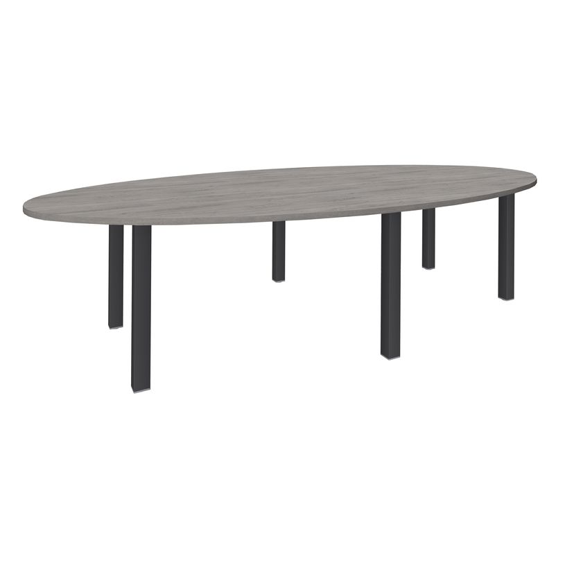 3253310165700-Table de réunion ovale - L280 cm - Pieds exprim carbone - Plateau imitation chêne gris-P_405152186_1-0