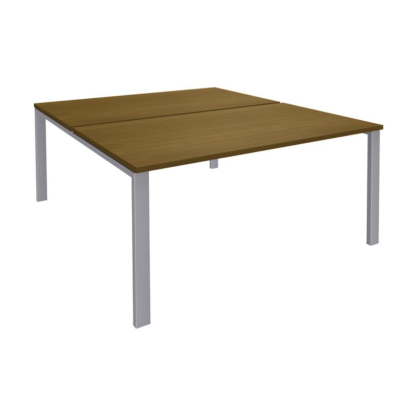 3253310183759-Bureau Bench IRIS - L160 cm - Plan de départ - Pieds aluminium - plateau imitation noyer-P_405152195_1-0