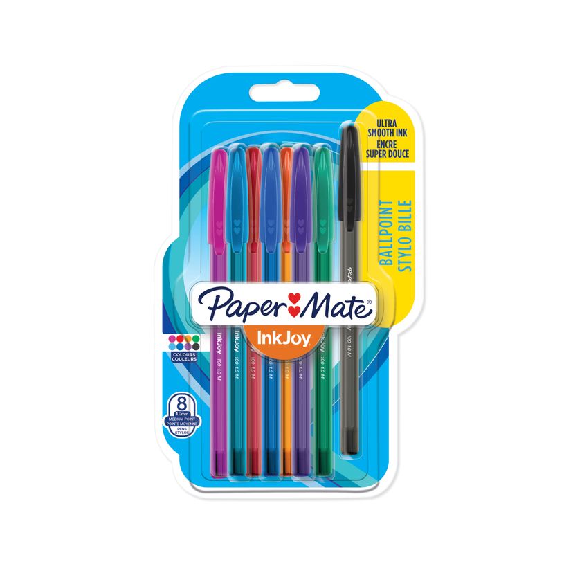 3501179567372-Paper Mate InkJoy 100 - 8 Stylos à bille - Assortis Fun-P_405152374_1-0
