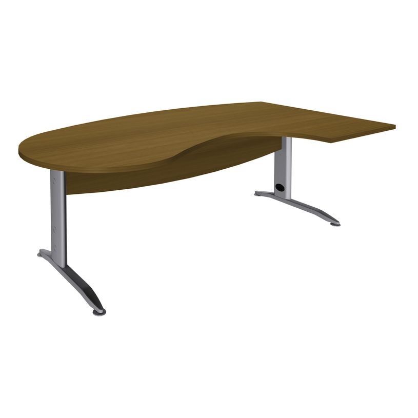 3253310282407-Bureau compact manager retour à droite IDRA - 200 cm - pieds alu - noyer (pied de renfort obligat-P_405152419_1-0