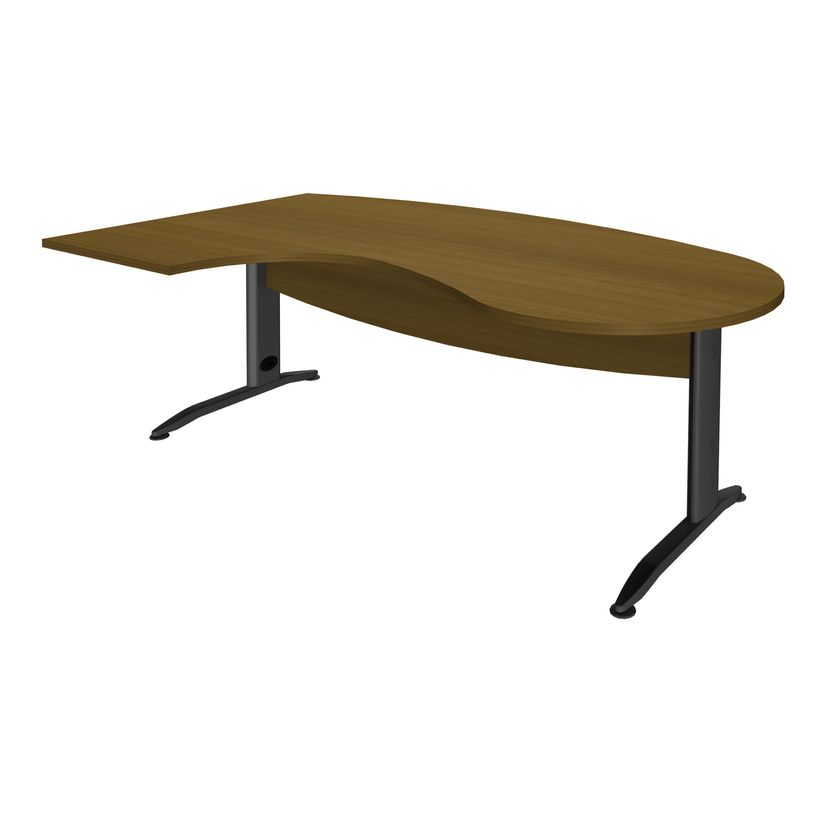 3253310309364-Bureau compact manager retour à gauche IDRA - 200 cm - pieds anthracite - noyer (pied de renfort obligat-P_405152423_1-0