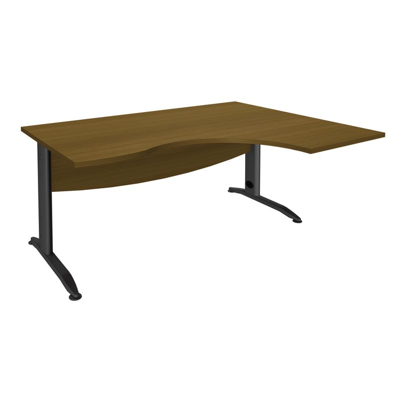 3253310285774-Bureau compact à droite IDRA - L180 cm - pieds anthracite - plateau imitation noyer (pied de renfort obligat-P_405152432_1-0