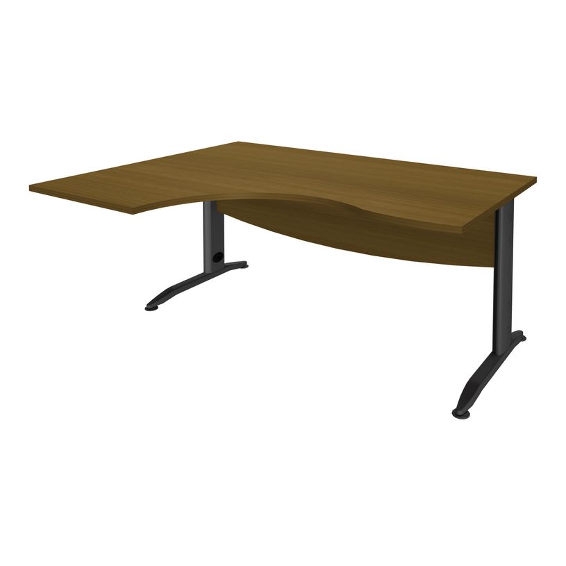 3253310313163-Bureau compact à gauche IDRA - L180 cm - pieds anthracite - plateau imitation noyer (pied de renfort obligat-P_405152438_1-0