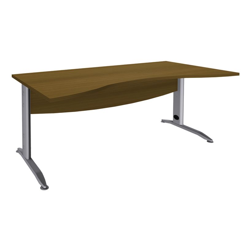 3253310535923-Bureau double vague symétrique IDRA - L180 cm - pieds alu - plateau imitation noyer-P_405152440_1-0