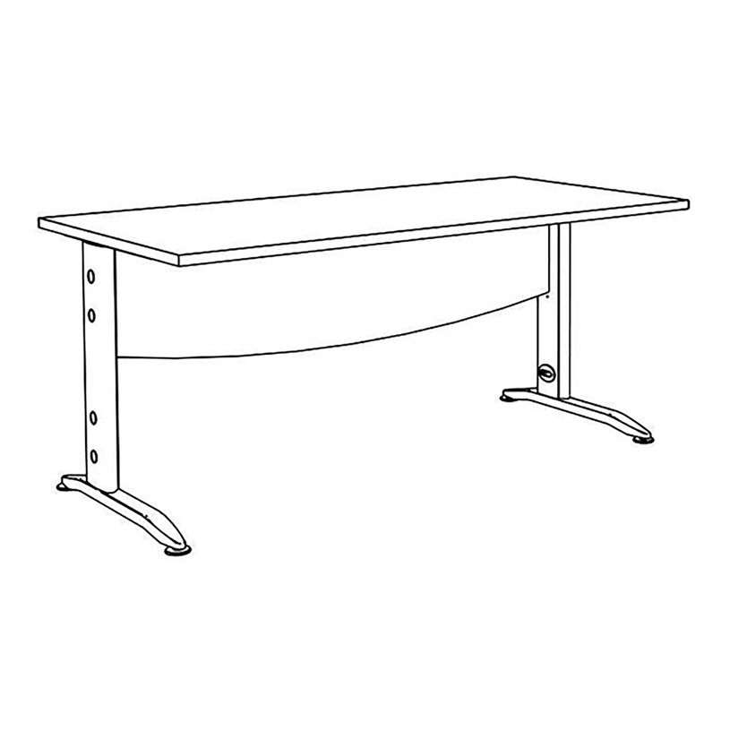 3253310503250-Bureau droit IDRA - L180 cm - pieds blanc - plateau imitation noyer-P_405152454_4-3