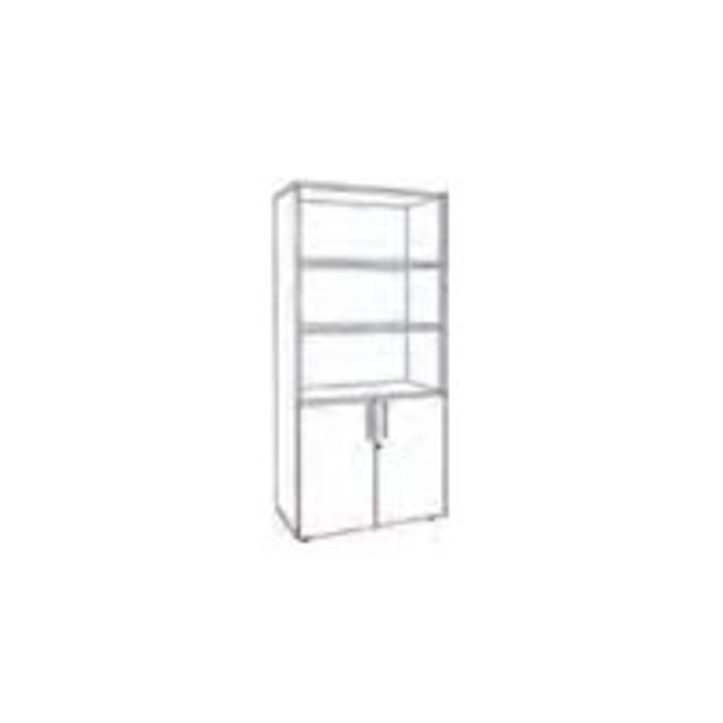 3253310524149-Bibliothèque haute IDRA/DUAL avec 2 portes basses - L80 x H180 x P47 - Corps anthracite - Po-P_405152478_1-4