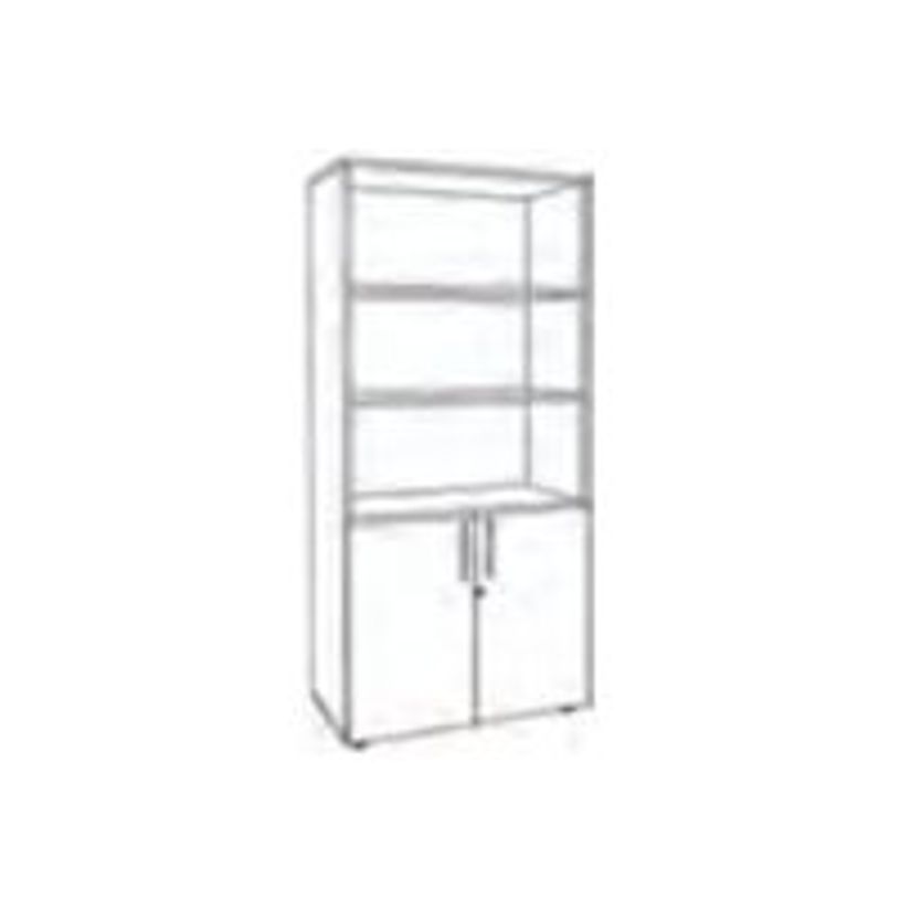 3253310526242-Bibliothèque haute IDRA/DUAL avec 2 portes basses - L80 x H180 x P47 - Corps blanc - Port-P_405152479_1-4