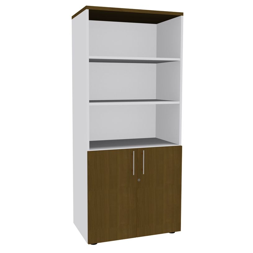 3253310526242-Bibliothèque haute IDRA/DUAL avec 2 portes basses - L80 x H180 x P47 - Corps blanc - Port-P_405152479_2-0