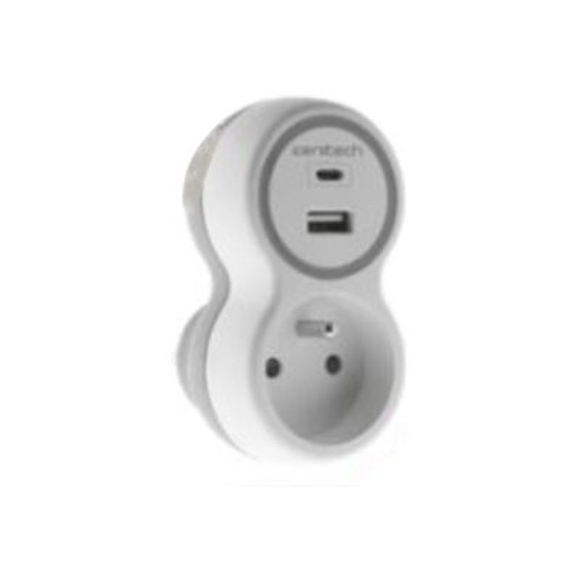 3545411907328-Zenitech - Multiprise 1 Prise + 2 Chargeurs USB A+C - 16A +2.1A - Blanc-P_405152728_1-0