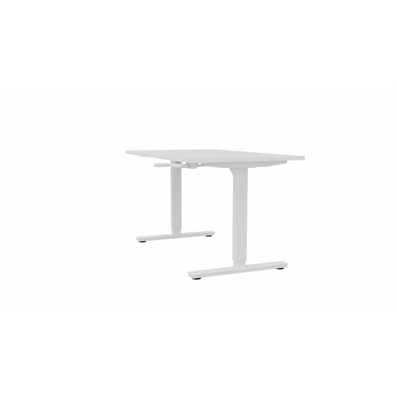 3617350004625-Bureau AXEL assis/debout - réglage par manivelle - L140 x P80 cm - plateau blanc - pieds -P_405153328_1-0