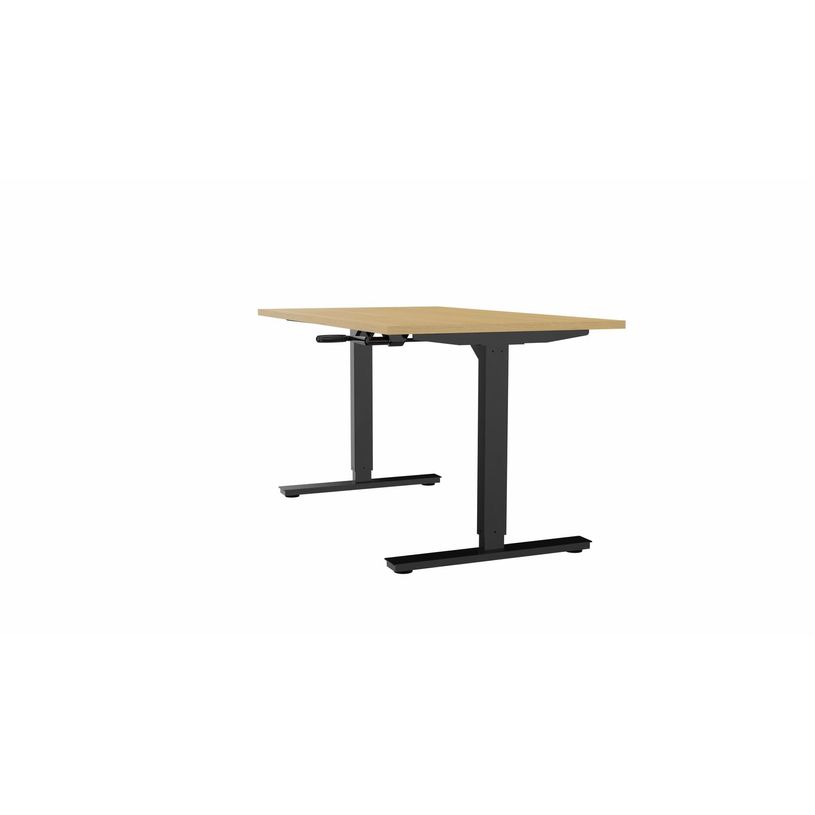 3617350004601-Bureau AXEL assis/debout - réglage par manivelle - L140 x P80 cm - plateau imitation chê-P_405153330_1-0