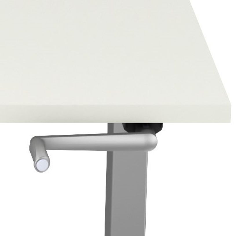 3617350004564-Bureau AXEL assis/debout - réglage par manivelle - L160 x P80 cm - plateau blanc - pieds -P_405153334_2-1
