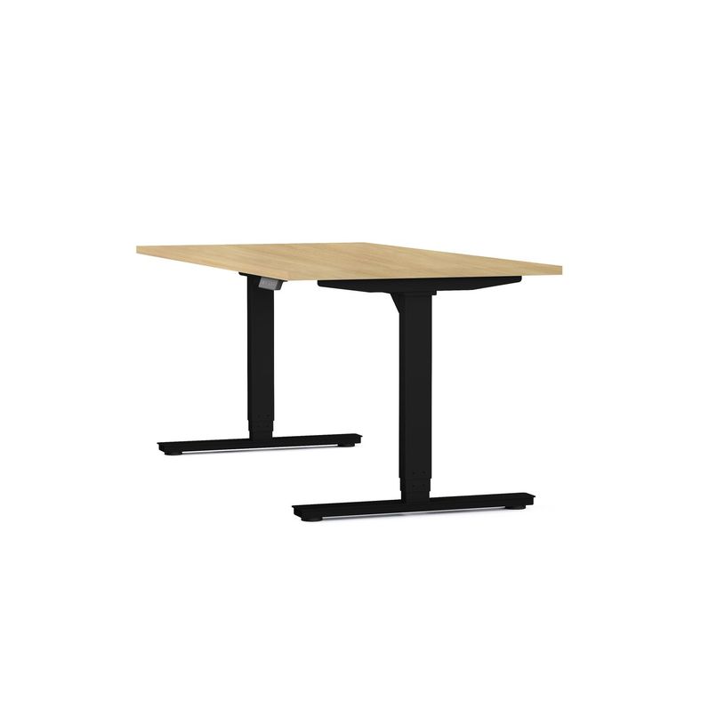 3617350004366-Bureau électrique AXEL -  bureau assis/debout  - L140 cm - plateau imitation chêne clair-P_405153354_1-0