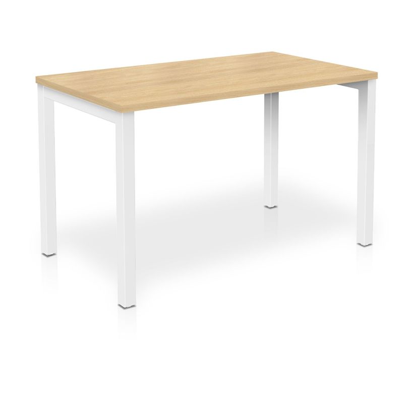 3617350003918-Bureau ARIAL - L140 x P80 cm - plateau imitation chêne clair - pieds blancs-P_405153383_1-0