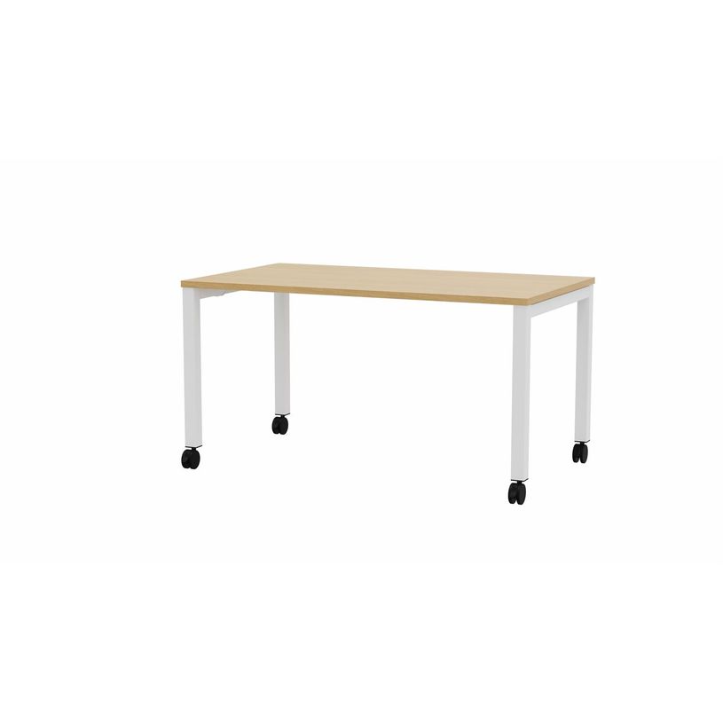 3617350002652-Table de réunion mobile ARIAL - L180 x P80 cm - plateau imitation chêne clair - pieds bl-P_405153428_1-0