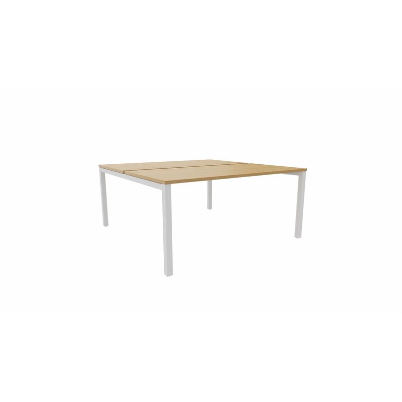 3617350003642-Bureau Bench ARIAL - L140 x P165 cm - plateau imitation chêne clair - pieds blancs-P_405153445_1-0