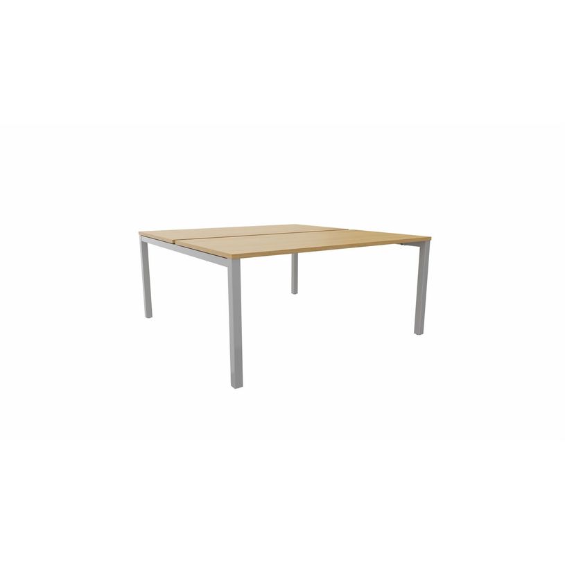 3617350003574-Bureau Bench ARIAL - L160 x P165 cm - plateau imitation chêne clair - pieds gris aluminiu-P_405153452_1-0