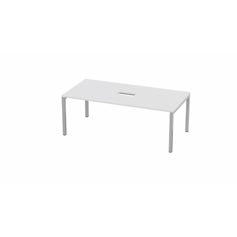 3617350002287-Table de réunion ARIAL - L200 x P100 cm - plateau blanc - pieds gris (trappe non incluse -P_405153518_1-0