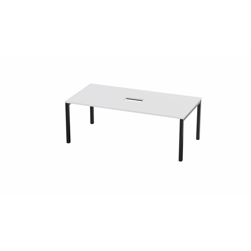 3617350002270-Table de réunion ARIAL - L200 x P100 cm - plateau blanc - pieds noirs (trappe non incluse-P_405153519_1-0