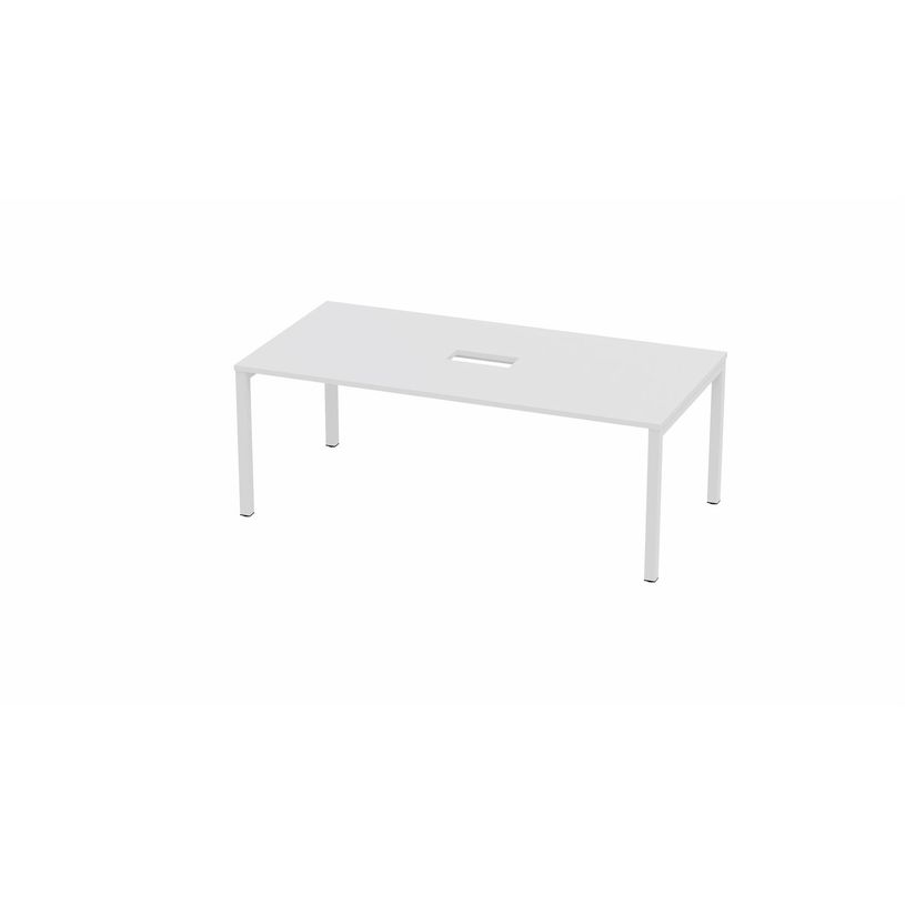 3617350002263-Table de réunion ARIAL - L200 x P100 cm - plateau blanc - pieds blancs (trappe non inclus-P_405153520_1-0