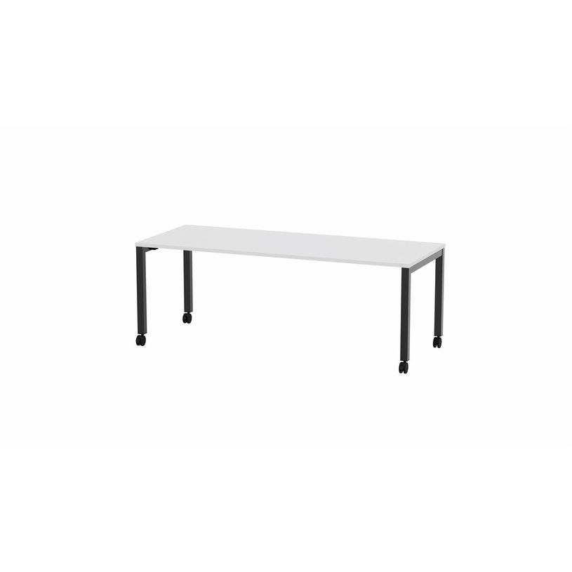 3617350002638-Table de réunion mobile ARIAL - L200 x P80 cm - plateau blanc - pieds noirs-P_405153537_1-0