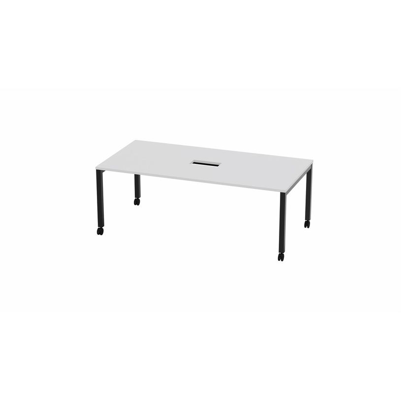 3617350002096-Table de réunion mobile ARIAL - L200 x P100 cm - plateau blanc - pieds noirs (trappe non -P_405153573_1-0