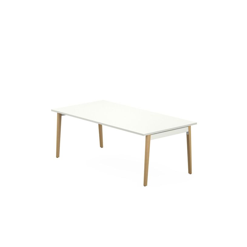 3617350004090-Bureau manager ROBIN - L200 x P100 cm - plateau blanc - pieds en hêtre massif-P_405153597_1-0