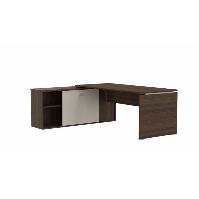 3617350000917-Bureau manager MOKA - L202 x P180 cm - avec console retour - plateau droit - imitation noy-P_405153610_1-0