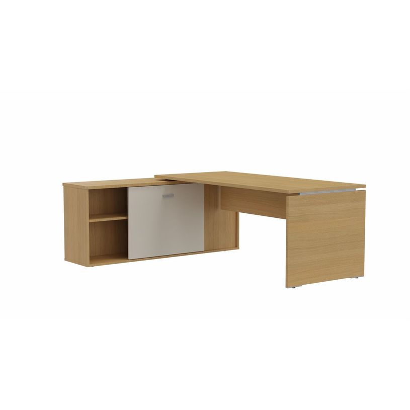 3617350000900-Bureau manager MOKA - L202 x P180 cm - avec console retour - plateau droit - imitation ch