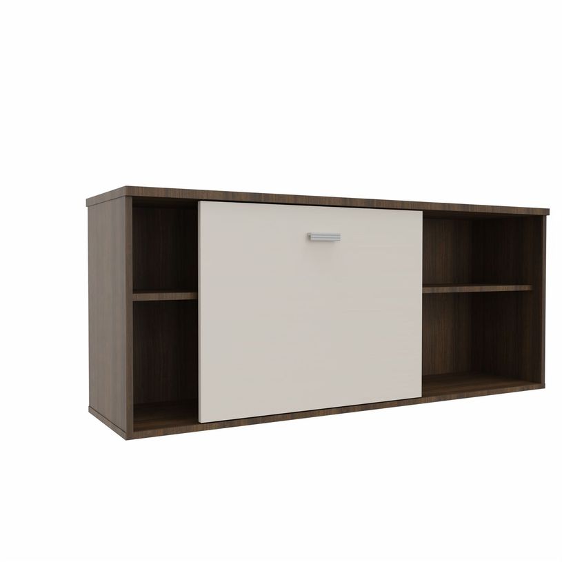 3617350000993-Crédence MOKA - L160 x P43 x H68 cm - avec porte coulissante - imitation noyer brun-P_405153614_1-0