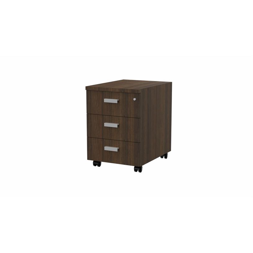 3617350000955-Caisson mobile MOKA - 3 tiroirs - L42 x P55,5 x H58,7 cm - imitation noyer brun - poignée-P_405153618_1-0