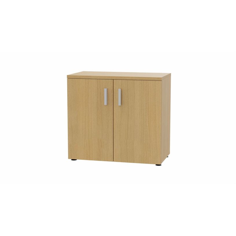 3617350001839-Armoire basse MOKA - 2 portes - L80 x P43,2 x H73,5 cm - imitation chêne clair - poignée-P_405153620_1-0