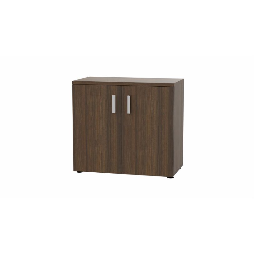 3617350001846-Armoire basse MOKA - 2 portes - L80 x P43,2 x H73,5 cm - imitation noyer brun - poignées -P_405153621_1-0