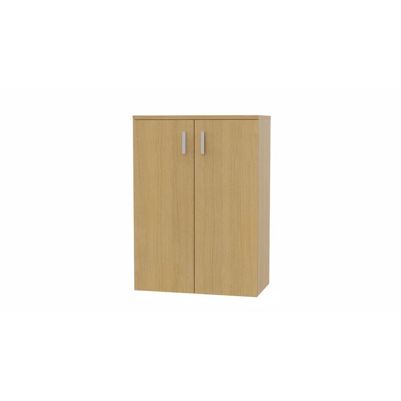 3617350001815-Armoire mi-haute MOKA - 2 portes - L80 x P43,2 x H113,5 cm - imitation chêne clair - poig-P_405153622_1-0