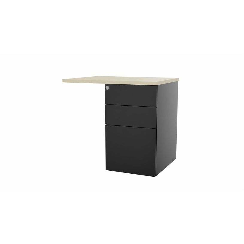 3617350004892-Retour sur caisson bout de bureau CONECT - L80 x P60 cm - plateau imitation érable - pied-P_405153672_1-0