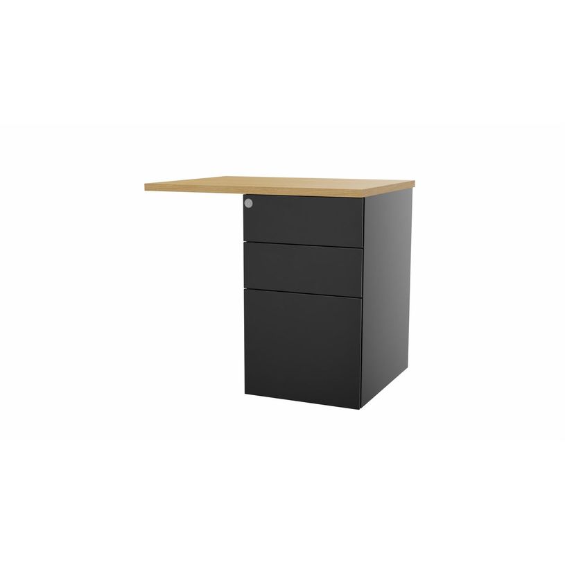 3617350004830-Retour sur caisson bout de bureau CONECT - L80 x P60 cm - plateau imitation chêne clair --P_405153678_1-0